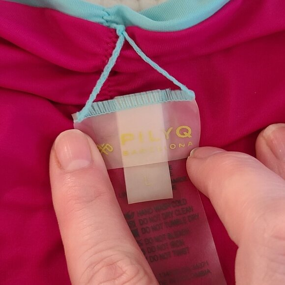 PilyQ Barcelona Women's Reversible Teeny Bikini‎ Bottoms Large Aqua & Pink - Picture 4 of 6